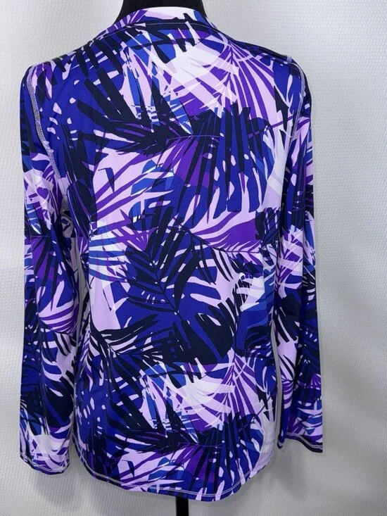 LL Bean Womens SunSmart UPF 50 Long Sleeve Shirt Medium Floral Tropical NWOT - Picture 3 of 10